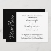 Black White Block New Plan Postponed Wedcard Kaart (Voorkant / Achterkant)