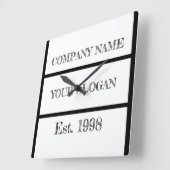 Black & White Block Style Company Name Vierkante Klok (Hoek)