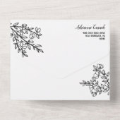 Black White Blossoming Branches Foto Wedding All In One Uitnodiging (Achterkant)