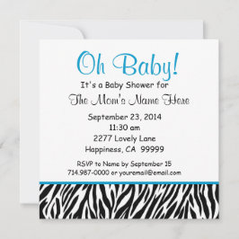 Black White Blue Bow Zebra Boy Baby shower S02 Kaart