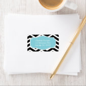 Black White Blue Chevron Custom Etiket (Insitu)