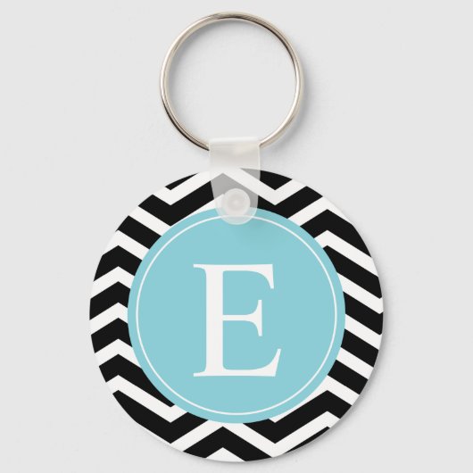 Black White Blue Chevron Custom Sleutelhanger (Voorkant)