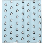 Black White Blue Cute Penguin Pattern Douchegordijn (Voorkant)