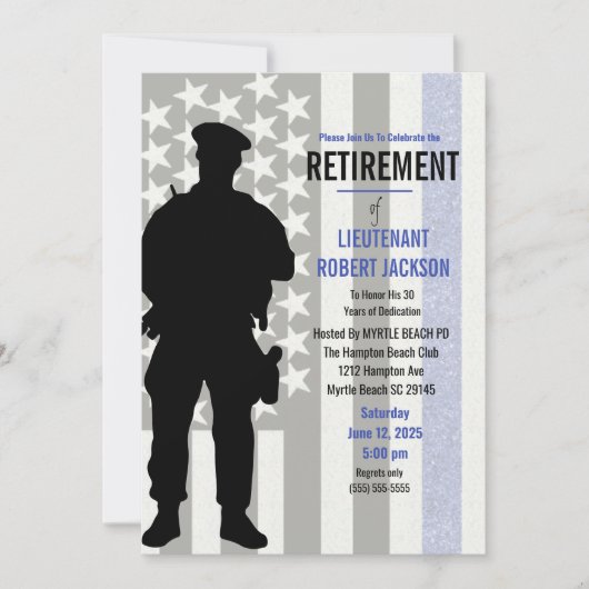 Black White Blue Flag Police Retiting Kaart (Voorkant)