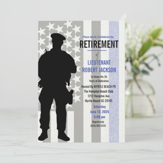 Black White Blue Flag Police Retiting Kaart (Staand voorkant)