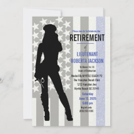 Black White Blue Flag Police Woman Retirement Kaart