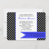 Black White Blue Polka Dot Photo Afstuderen Invite Kaart (Achterkant)