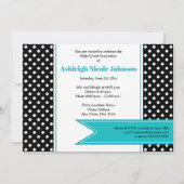 Black White Blue Polka Dot Photo Afstuderen Invite Kaart (Achterkant)