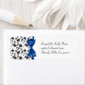 Black White & Blue Wedding Satin Floral Etiket (Insitu)