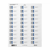 Black White & Blue Wedding Satin Floral Etiket (Full Sheet)