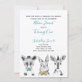 Black White Blue Woodland 1st Birthday Party Kaart (Voorkant)