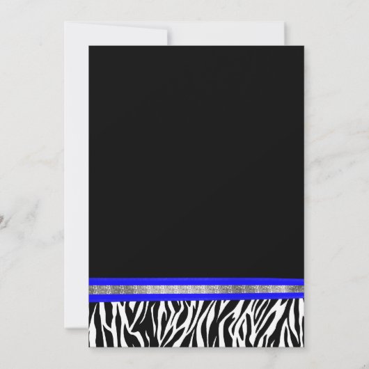 Black White Blue Zebra 2014 Afstuderen Uitnodiging (Achterkant)