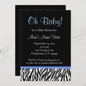 Black White Blue Zebra Print Baby shower Kaart (Voorkant / Achterkant)