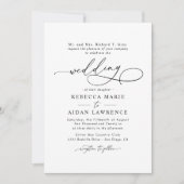Black White Blush Elegant Script Modern Wedding Kaart (Voorkant)