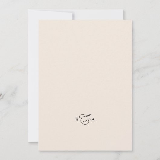 Black White Blush Elegant Script Modern Wedding Kaart (Achterkant)