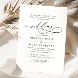 Black White Blush Elegant Script Modern Wedding Kaart<br><div class="desc">This elegant Wedding Invitation features a sweeping script calligraphy text paired with a classy serif & modern sans font in black and dewy blush pink back with a customizable monogram. Matching items available.</div>