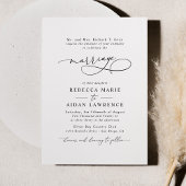 Black White Blush Elegant Script Moderne huwelijk Kaart