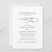 Black White Blush Elegant Script Moderne huwelijk Kaart (Voorkant)