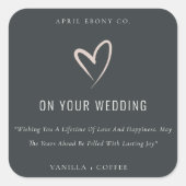 Black White Blush Love Heart Weddenschap Gift Cand Vierkante Sticker (Voorkant)