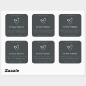 Black White Blush Love Heart Weddenschap Gift Cand Vierkante Sticker (Vel)