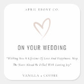Black White Blush Love Heart Weddenschap Gift Cand Vierkante Sticker (Voorkant)