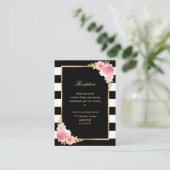 Black White Blush Pink Floral Weddenschappen Recep Informatiekaartje (Staand voorkant)