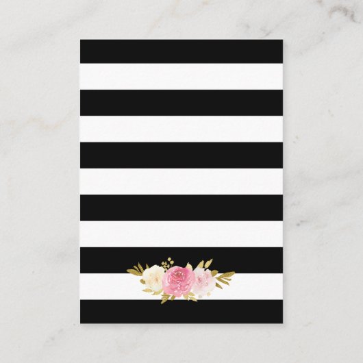 Black White Blush Pink Floral Weddenschappen Recep Informatiekaartje (Achterkant)