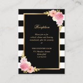 Black White Blush Pink Floral Weddenschappen Recep Informatiekaartje (Voorkant)