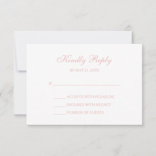 Black White & Blush Pink Script RSVP-kaarten RSVP Kaartje