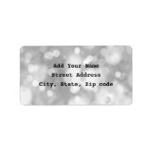 Black White Bokeh Silver Elegant Simple Glitter Etiket (Voorkant)
