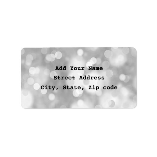 Black White Bokeh Silver Elegant Simple Glitter Etiket (Voorkant)