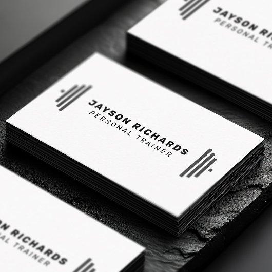 Black & White Bold Barbell Personal Trainer Simple Visitekaartje