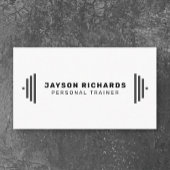 Black & White Bold Barbell Personal Trainer Simple Visitekaartje