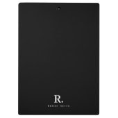 Black White Bold Dot Monogram Modern Minimalist Klembord (Achterkant)