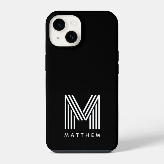 Black White Bold Monogram iPhone Hoesje (Achterkant)