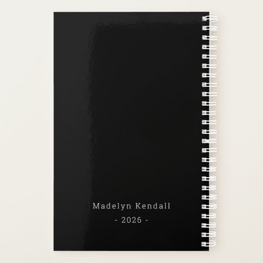Black & White Bold Script Personalized Name  Planner (Achterkant)