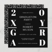 Black White Bold Typography Graduation Party Invit Kaart (Voorkant / Achterkant)