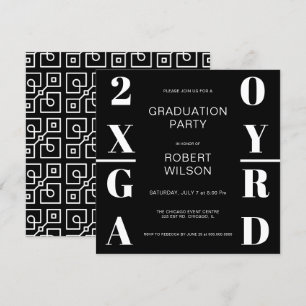 Black White Bold Typography Graduation Party Invit Kaart