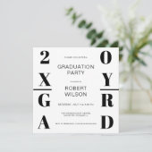 Black White Bold Typography Graduation Party Invit Kaart (Staand voorkant)