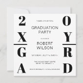 Black White Bold Typography Graduation Party Invit Kaart (Voorkant)