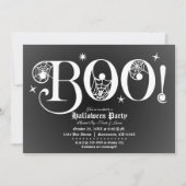 Black & White BOO Elegant Halloween Party Kaart (Voorkant)