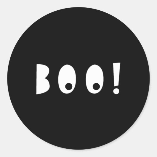 Black & White Boo Spooky Eyes Halloween Ronde Sticker (Voorkant)