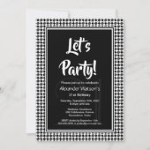 Black White Border 21e verjaardagsfeestje Kaart (Voorkant)