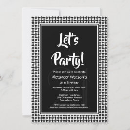Black White Border 21e verjaardagsfeestje Kaart