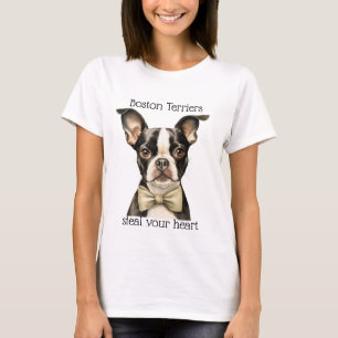 BLACK & WHITE BOSTON TERRIERS STELEN JE HART T-SHIRT