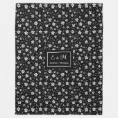Black White Botanical Blanket Personalized Minimal Fleece Deken (Voorkant)