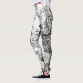 Black White  Botanical Floral Toile Leggings (Links)