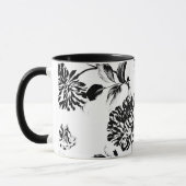 Black White  Botanical Floral Toile Mok (Links)