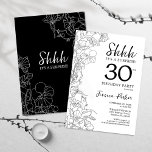 Black White Botanical Surprise 30th Birthday Kaart<br><div class="desc">Black White Botanical Surprise 30th Birthday Invitation. Het minimalistische moderne feministische ontwerp kenmerkt botanische accenten en typografische manuscriptdoopvont. Eenvoudige bloemige uitnodigingskaart perfect voor een stijlvol vrouw verrassingsfeest.</div>