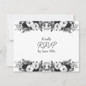 Black & White Botanical Wedding RSVP and Meals (Voorkant)